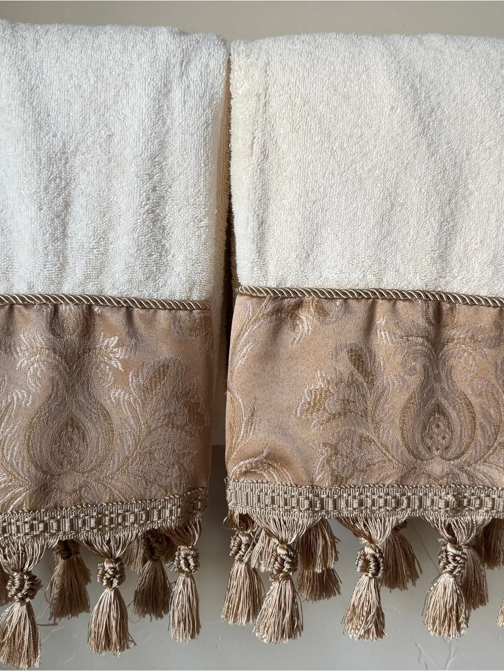 Vintage Croscill Belmont Gold 6-Pc Towel Set Damask Tassel Champagne
